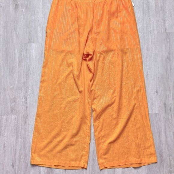 Yellow Wide Leg Pull On Pants 2X - Picture 4 of 7